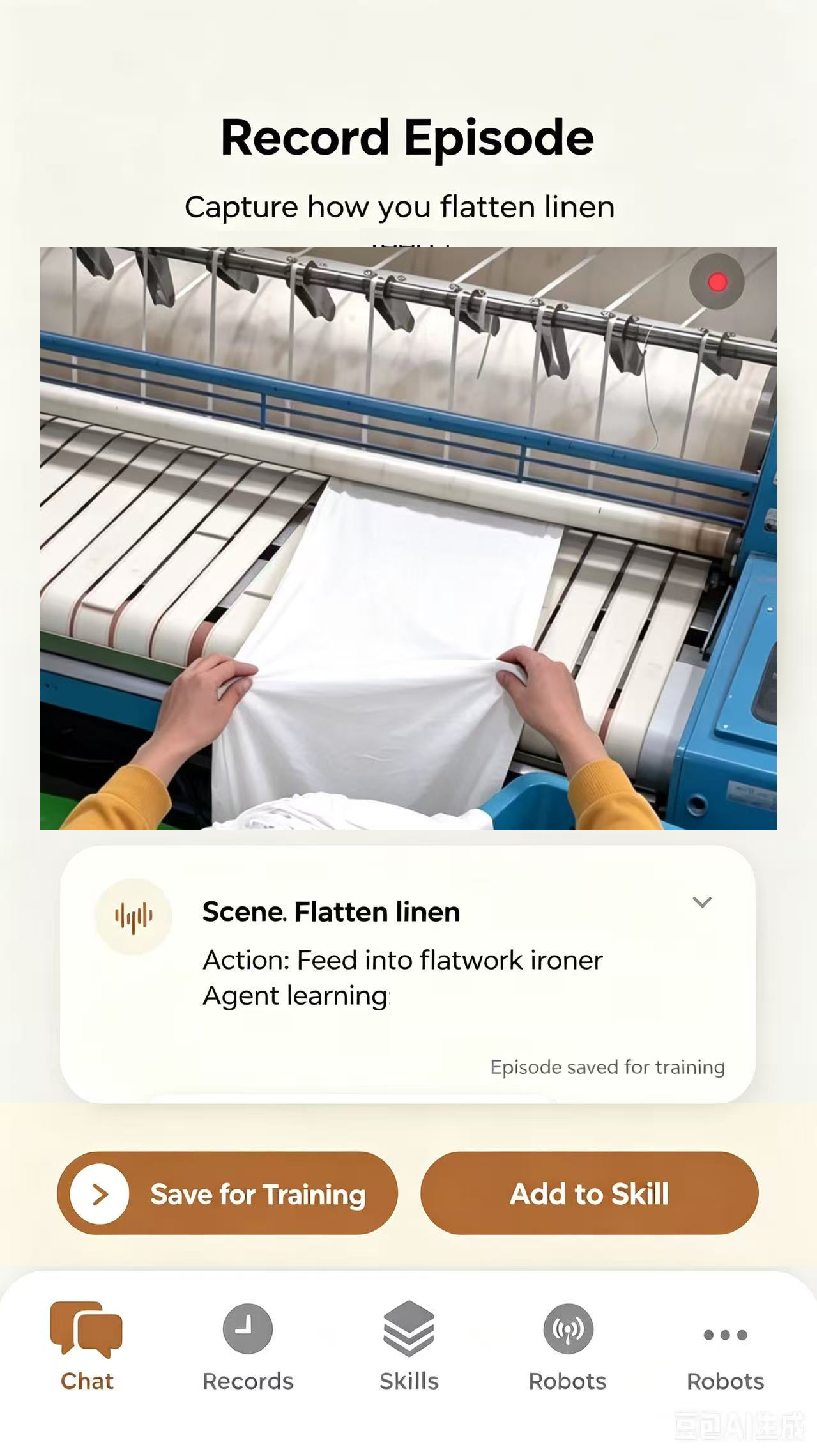 The Larobot App capturing the skill